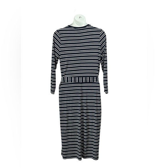 NWOT, Addition Elle, Plus-Size Wave-Patterned Striped Maxi Dress, 3X, Navy - Picture 8 of 10
